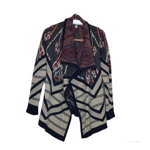 St Johns Bay Womens Open Front Sweater Cardigan Size S Asymmetrical Southwestern